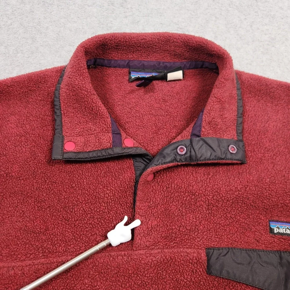 Vintage Patagonia Synchilla Mens Medium Red Pullover Snap T Fleece 90s